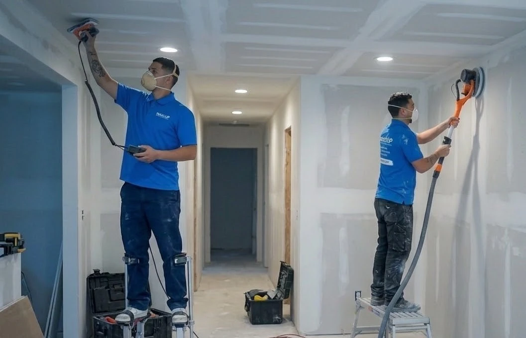 PatchitUP drywall repair technicians finishing a job